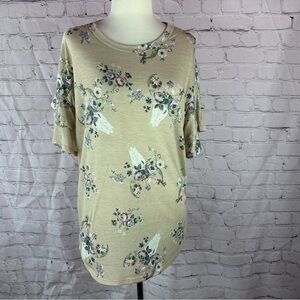 NWT boutique western boho chic Floral cow bull skull Women's Top ruffle sleeve